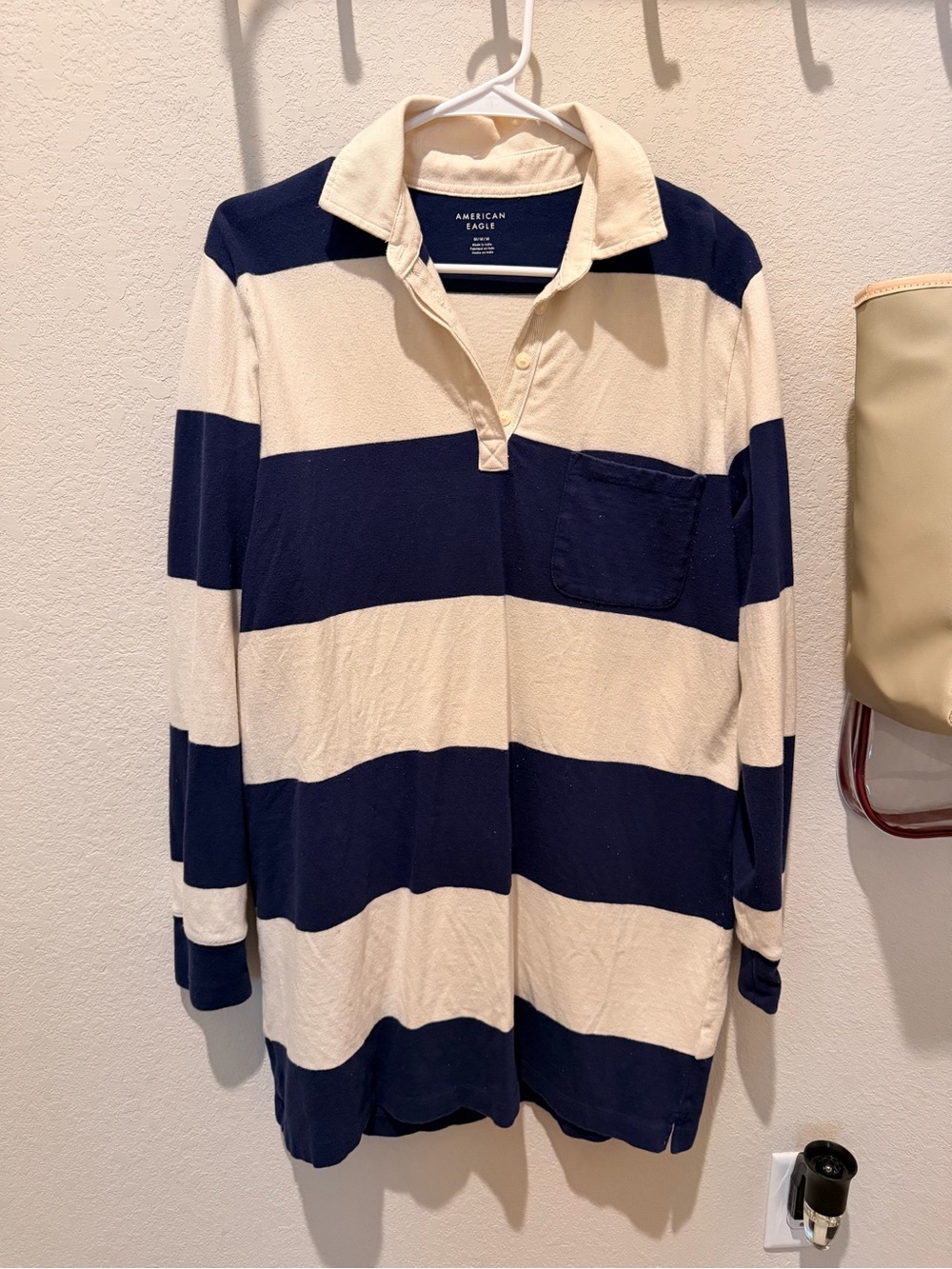 American Eagle Outfitters Navy and Cream Striped Dress